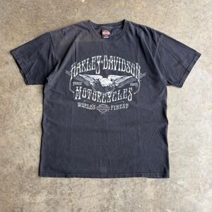 2000s harley davidson black faded tee